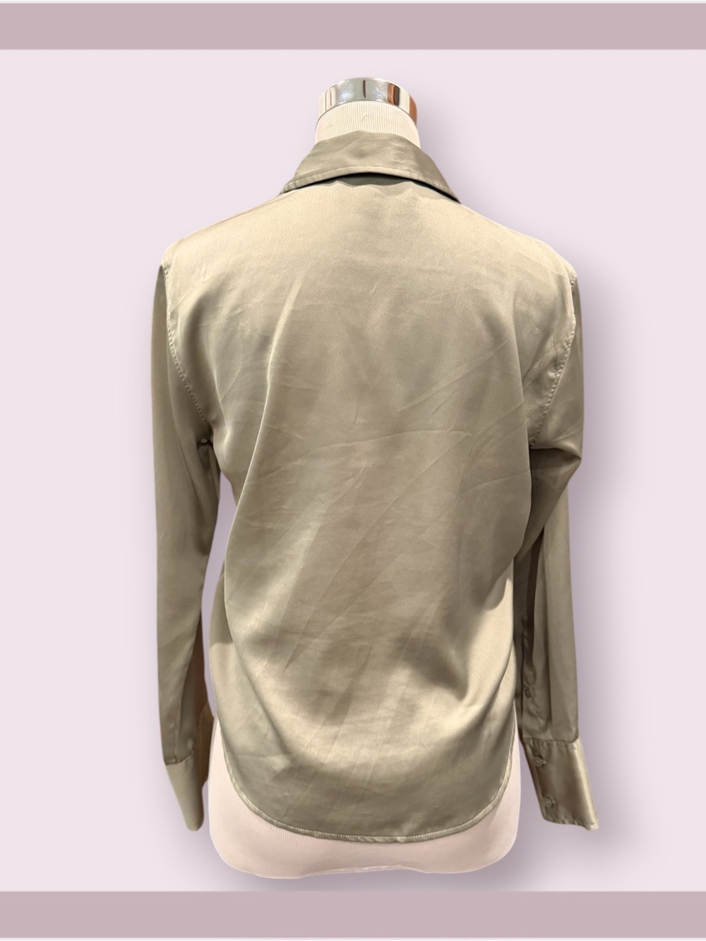 Abercrombie & Fitch Sage Satin Effect Button Down Shirt - Picture 4 of 6